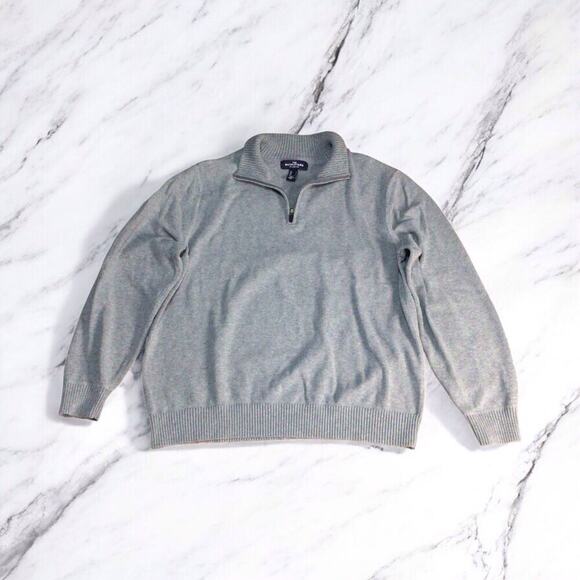 Lands End The Outfitters , Men’s 1/4 Zip Sweater Elbow Patch , Gray, Size Large - Picture 1 of 8